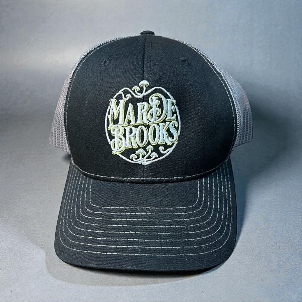 MarDe Brooks Black and Gray Mesh Trucker Cap Signed Adjustable
